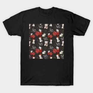 Christmas Westies black pattern T-Shirt